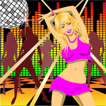 Girl Dancing in Nightclubのイラスト素材