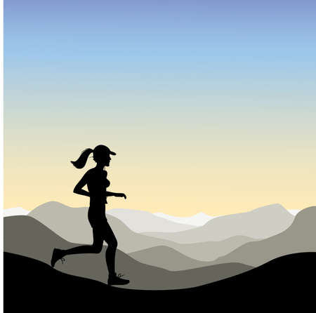 A Woman jogging in the Mountainsのイラスト素材