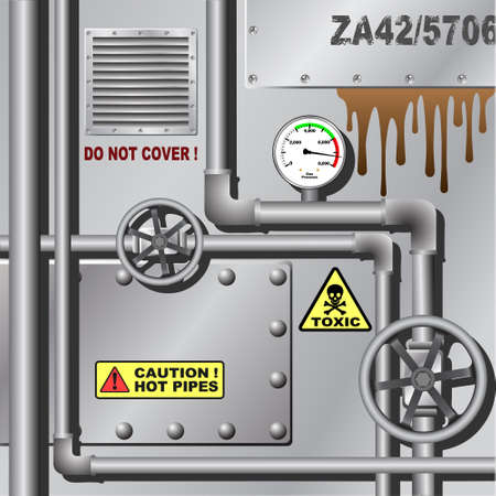 Industrial Background with Pipes and Pressure Clockのイラスト素材