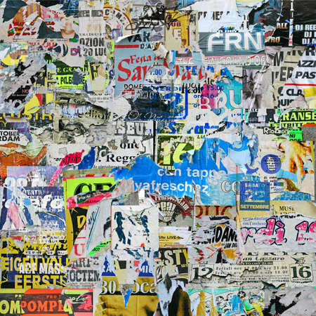 Grunge Background with Old Torn Postersの写真素材