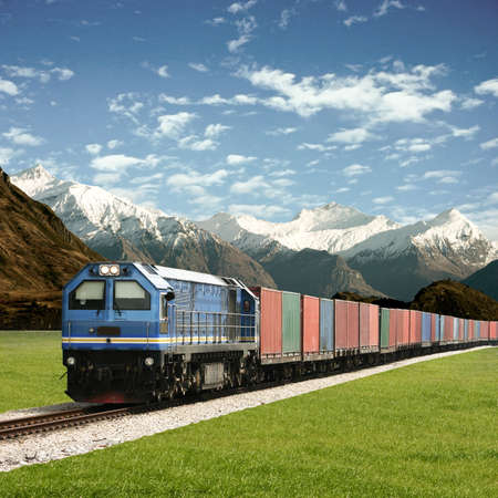 Freight Train in a Mountain Landscape