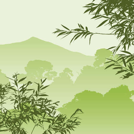A Green Forest Landscape with Treesのイラスト素材