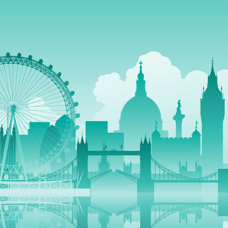 A Blue Vector Cityscape of Londonのイラスト素材