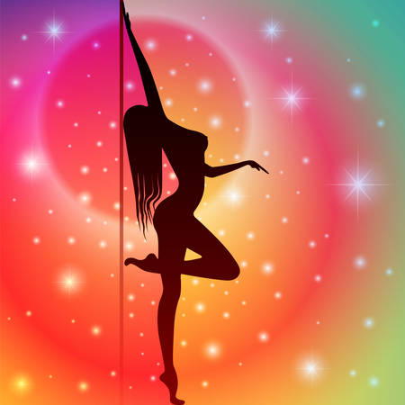 Sexy Pole Dancer with Star Backgroundのイラスト素材