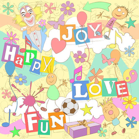A Fun Sketch Background with Childlike Drawingsのイラスト素材