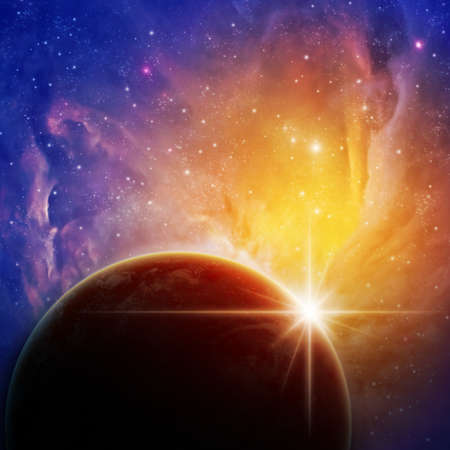 A Space Background with Planet and Stars
