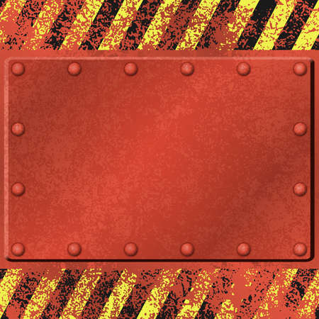 A Red Rusty Grunge Metal Background with Rivetsのイラスト素材