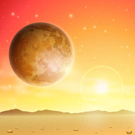 A Space Background with Planet and Starsのイラスト素材