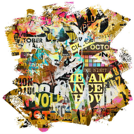 A Grunge Background with Old Torn Posters