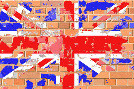 A United Kingdom, British Flag on an Old Grunge Brick Wallのイラスト素材