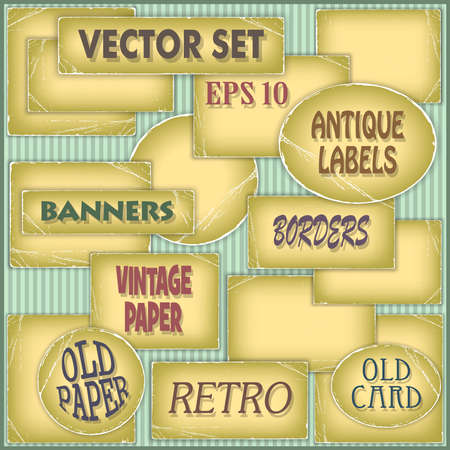 A Set of Old Worn Paper Labelsのイラスト素材