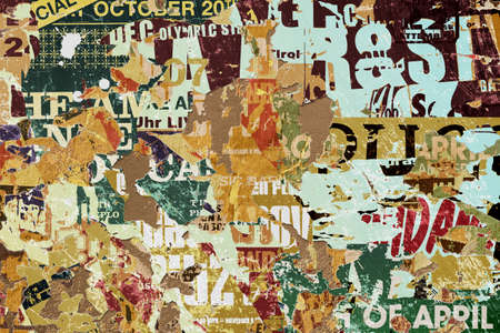Grunge Background with Old Posters and Flaking Plaster. - An illustration with some photographic...