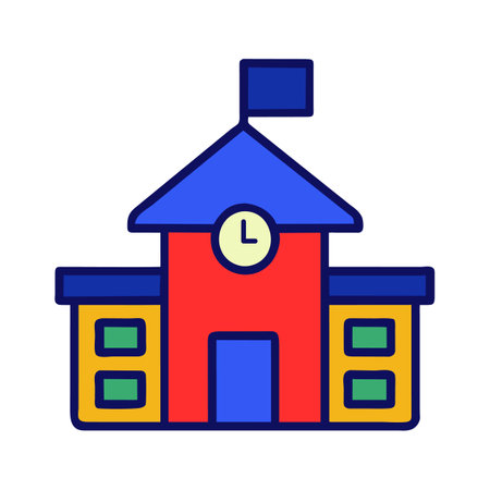 School building vector illustration, filled design editable stroke. Colorful icon.のイラスト素材