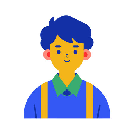 Young man with blue shirt and yellow suspenders. Vector illustration.のイラスト素材
