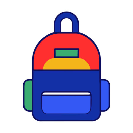 School backpack flat icon isolated on white background. Back to school vector illustration.のイラスト素材