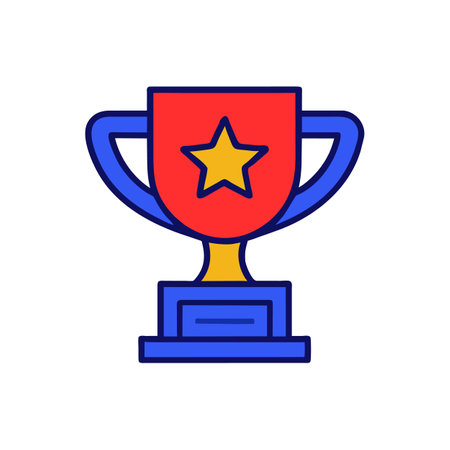 Trophy cup flat color vector icon. Symbol and sign illustration design. Isolated on white backgroundのイラスト素材