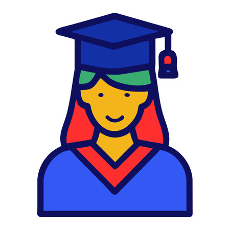 Graduate girl vector illustration, filled design editable outline icon.のイラスト素材