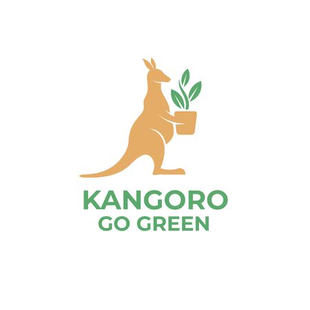 Kangaroo planting go green logo vectorのイラスト素材
