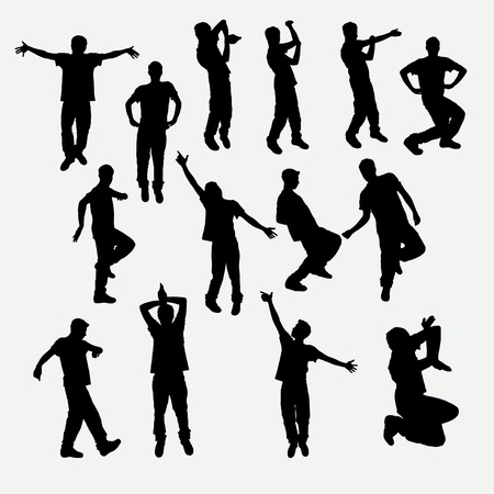 Some amusing silhouettes of young manのイラスト素材