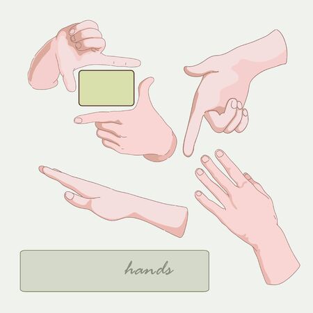 Different position of  male hands and fingersのイラスト素材