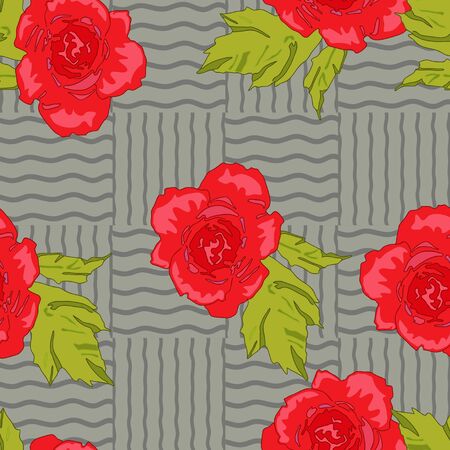 Scarlet bright roses on the gray backgroundのイラスト素材