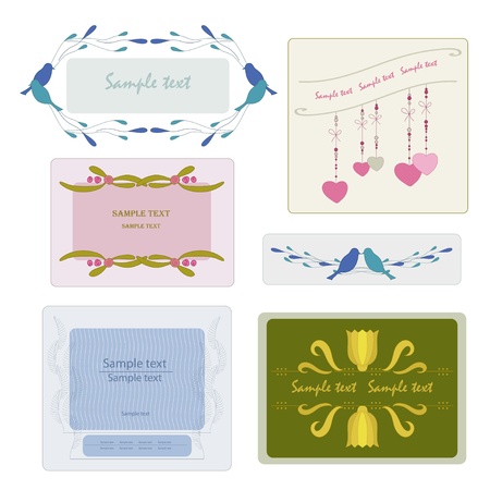 Spring frames with birds and floral elementのイラスト素材