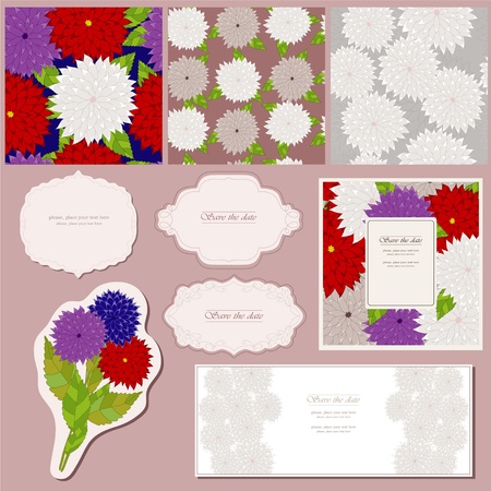 Bright asters and framesのイラスト素材