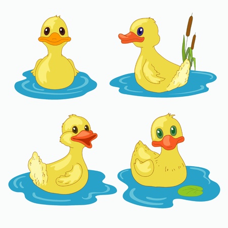 Little ducks on the lakeのイラスト素材