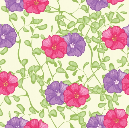 Red and violet flowers on the yellow backgroundのイラスト素材