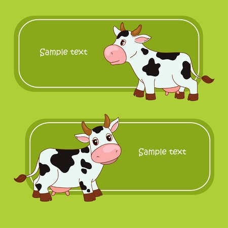 Amusing cow and green grassのイラスト素材