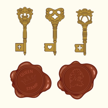 Key and stampのイラスト素材