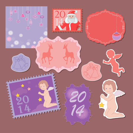 Red and blue frames for new yearのイラスト素材