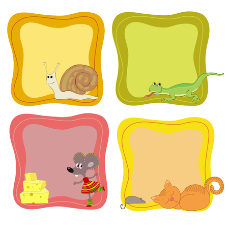 Jolly animals in the framesのイラスト素材