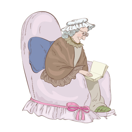 Old woman in the  armchairのイラスト素材