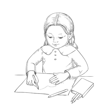 Girl with pencilのイラスト素材
