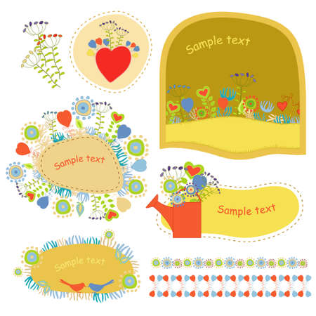 Village style in framesのイラスト素材