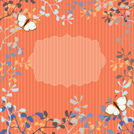 White  butterfly on red frameのイラスト素材