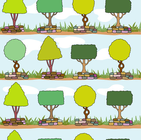 Trees and stonesのイラスト素材