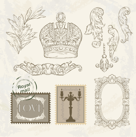 Victorian vignette and crownのイラスト素材