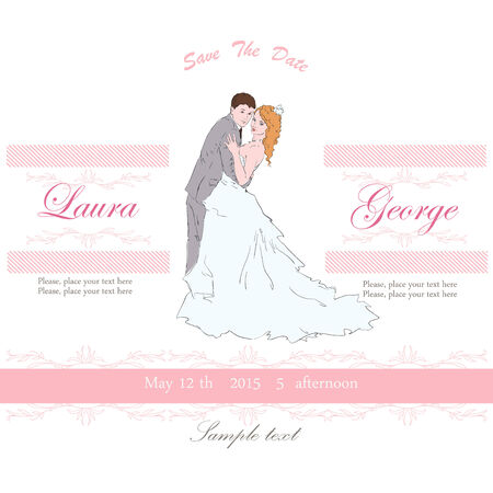 Bride and bridegroom on the frameのイラスト素材
