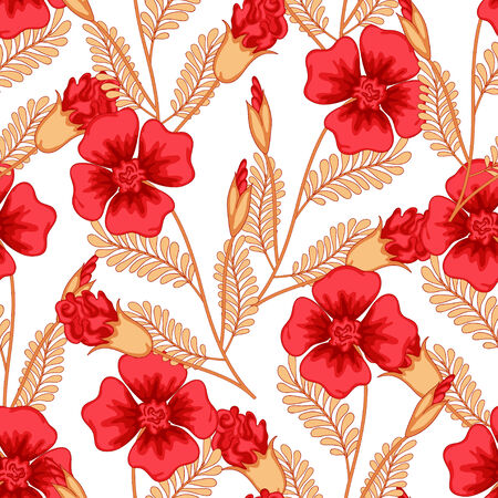 Bright red flowers on white  backgroundのイラスト素材