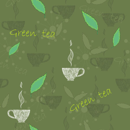 Green tea and white cupのイラスト素材
