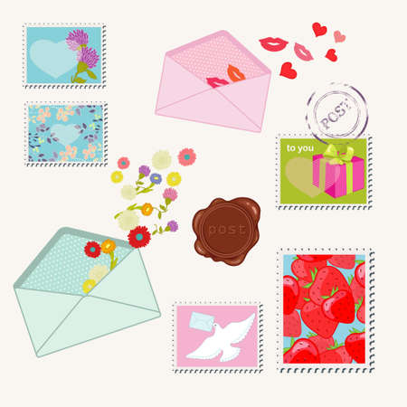 Envelopes and stampsのイラスト素材