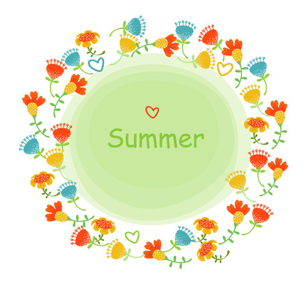 Summer garland with bright flowersのイラスト素材
