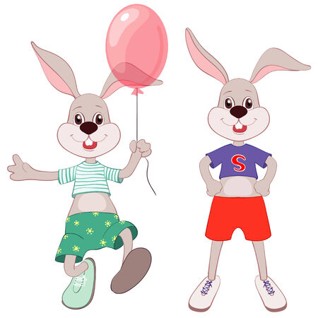 Rabbit with balloon and super rabbitのイラスト素材