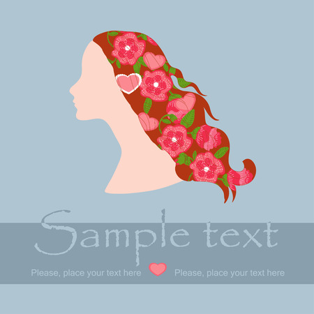 Girl and flowers in hairのイラスト素材