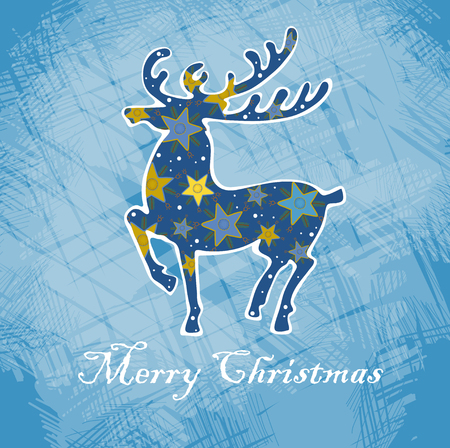 Deer on blue backgroundのイラスト素材