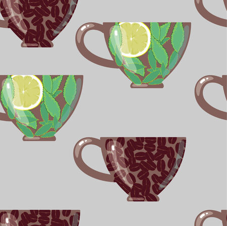 Tea and coffee in cupのイラスト素材