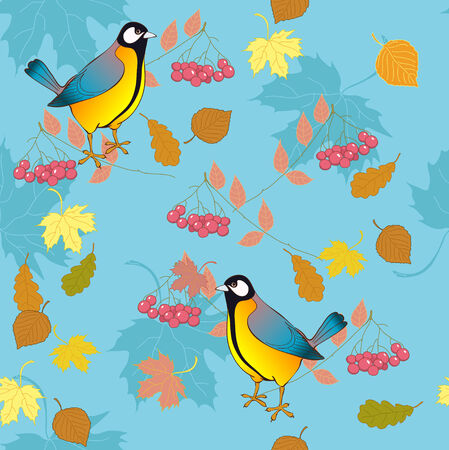 Titmouse with ashberryのイラスト素材