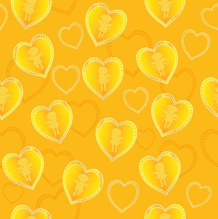 Yellow seamless with little  angelsのイラスト素材